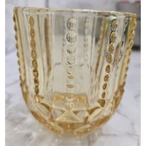 Vintage Yellow Tumbler Hand Blown Faceted Class